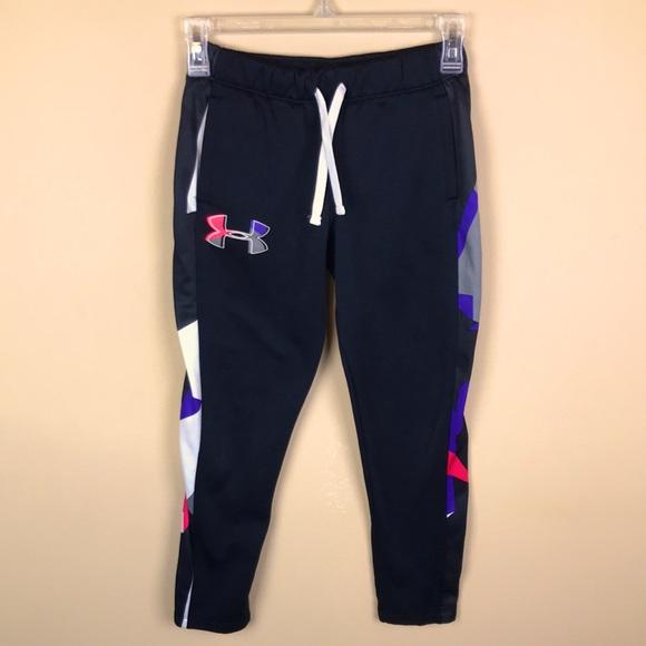 Under Armour Youth Girls’ Athletic Athleisure Multi-Colored Patterned Sweatpants - Picture 1 of 6